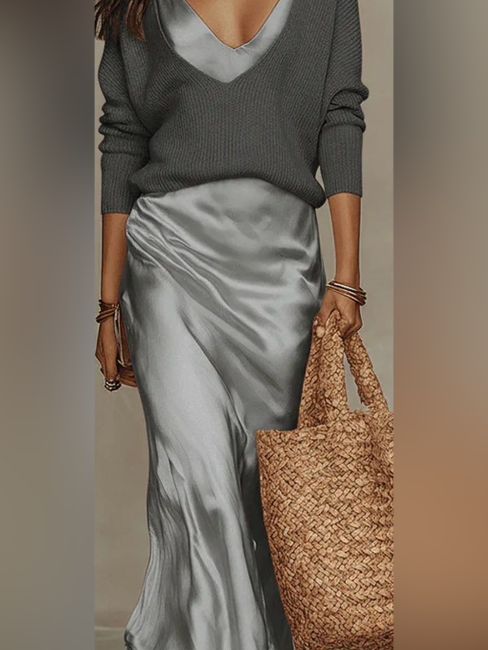 Satin Slip Dress with lightweight top